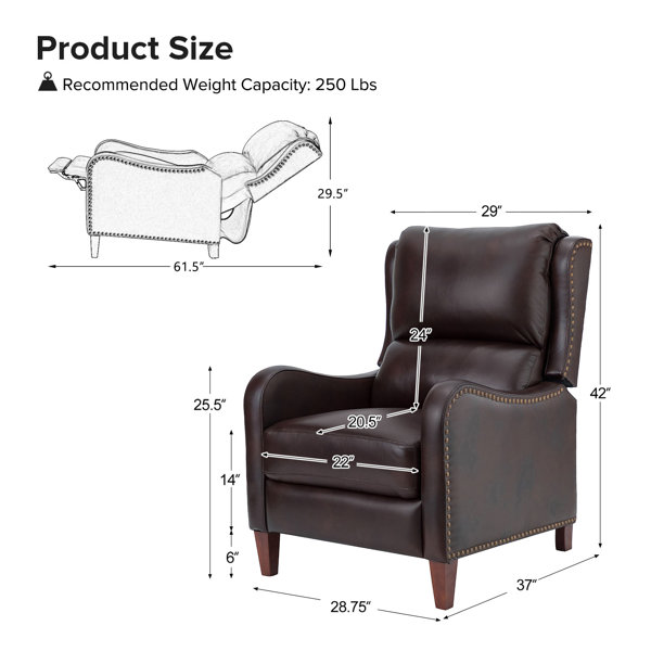 Birch Lane™ Lima Genuine Leather Recliner With Nail Head Trim & Reviews Wayfair